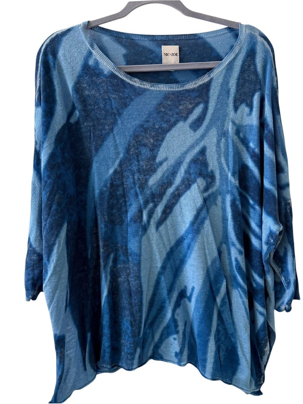 NIC+ZOE Blue Swirl Print Relaxed Tunic Top XL